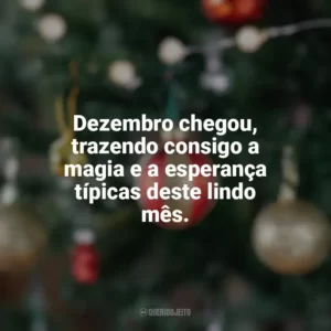Dezembro chegou, trazendo consigo a magia e a esperança típicas deste lindo mês. Bem-Vindo Dezembro