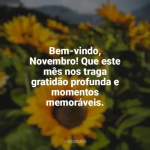 Bem-vindo, Novembro! Que este mês nos traga gratidão profunda e momentos memoráveis. Bem-Vindo Novembro