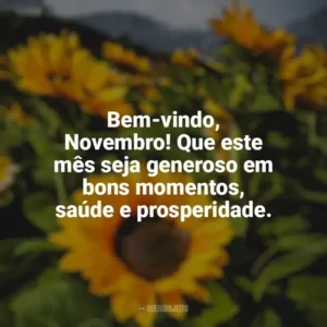 Bem-vindo, Novembro! Que este mês seja generoso em bons momentos, saúde e prosperidade. Bem-Vindo Novembro