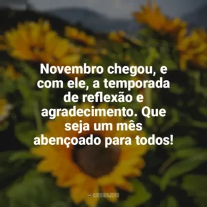 Novembro chegou, e com ele, a temporada de reflexão e agradecimento. Que seja um mês abençoado para todos! Bem-Vindo Novembro