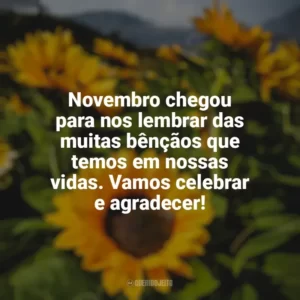 Novembro chegou para nos lembrar das muitas bênçãos que temos em nossas vidas. Vamos celebrar e agradecer! Bem-Vindo Novembro