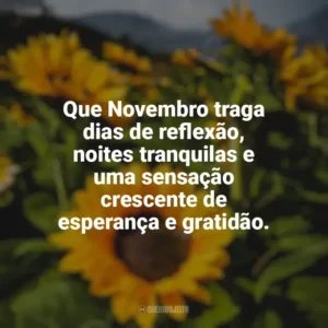 Que Novembro traga dias de reflexão, noites tranquilas e uma sensação crescente de esperança e gratidão. Bem-Vindo Novembro