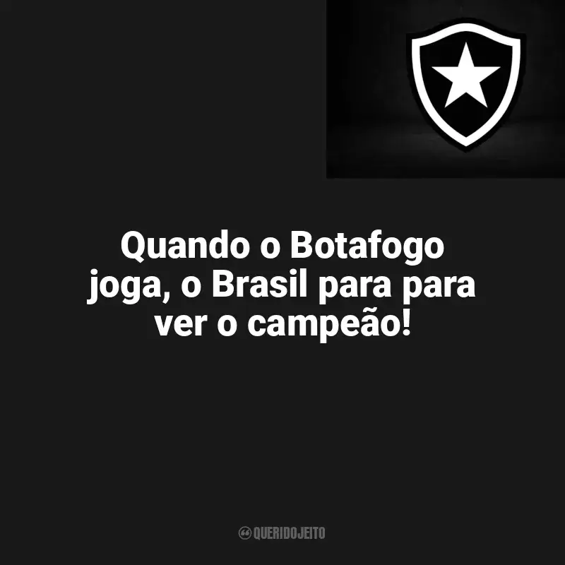 Frases Botafogo: Quando o Botafogo joga, o Brasil para para ver o campeão!