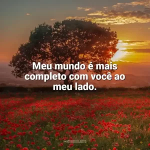 Meu mundo é mais completo com você ao meu lado. Carinho