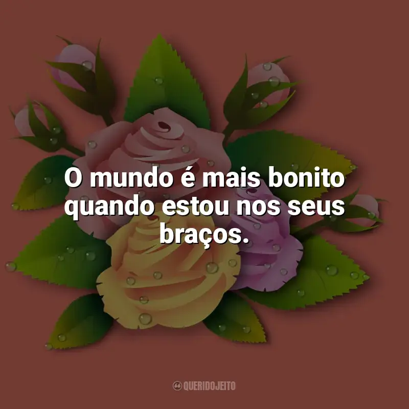 Frases de Carinho: O mundo é mais bonito quando estou nos seus braços.