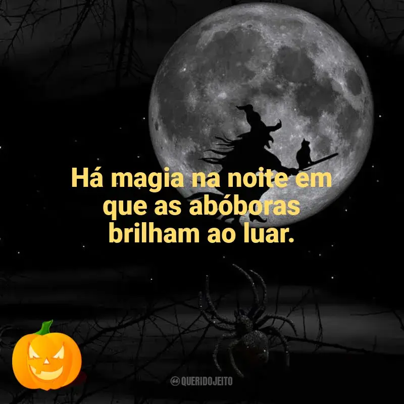 Mensagens Dia das Bruxas frases: Há magia na noite em que as abóboras brilham ao luar.