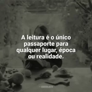 A leitura é o único passaporte para qualquer lugar, época ou realidade. Leitura
