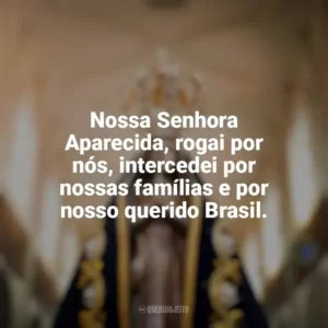 Nossa Senhora Aparecida, rogai por nós, intercedei por nossas famílias e por nosso querido Brasil. Nossa Senhora Aparecida