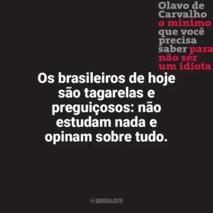 Os brasileiros de hoje são tagarelas e preguiçosos: não estudam nada e opinam sobre tudo. O Mínimo que Você Precisa Saber para não Ser um Idiota (Livro)