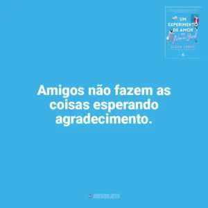 Amigos não fazem as coisas esperando agradecimento. Um Experimento de Amor em Nova York (Livro)