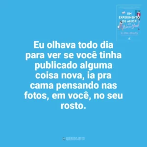 Eu olhava todo dia para ver se você tinha publicado alguma coisa nova, ia pra cama pensando nas fotos, em você, no seu rosto. Um Experimento de Amor em Nova York (Livro)