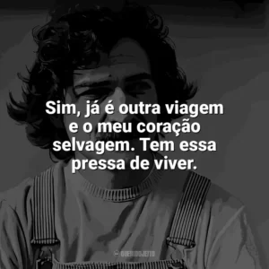Sim, já é outra viagem e o meu coração selvagem. Tem essa pressa de viver. Belchior