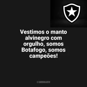 Vestimos o manto alvinegro com orgulho, somos Botafogo, somos campeões! Botafogo