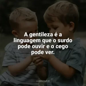 A gentileza é a linguagem que o surdo pode ouvir e o cego pode ver. Dia da Gentileza