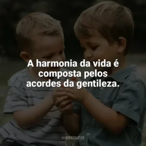 A harmonia da vida é composta pelos acordes da gentileza. Dia da Gentileza