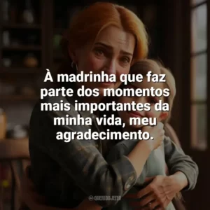 À madrinha que faz parte dos momentos mais importantes da minha vida, meu agradecimento. Dia da Madrinha