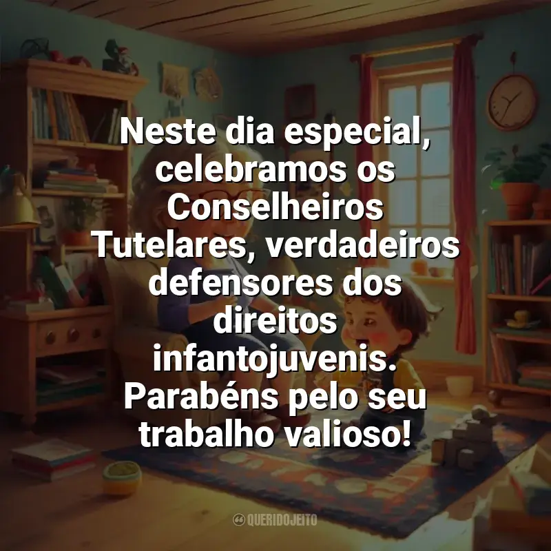 Frases para o Dia do Conselheiro Tutelar: Neste dia especial, celebramos os Conselheiros Tutelares, verdadeiros defensores dos direitos infantojuvenis. Parabéns pelo seu trabalho valioso!