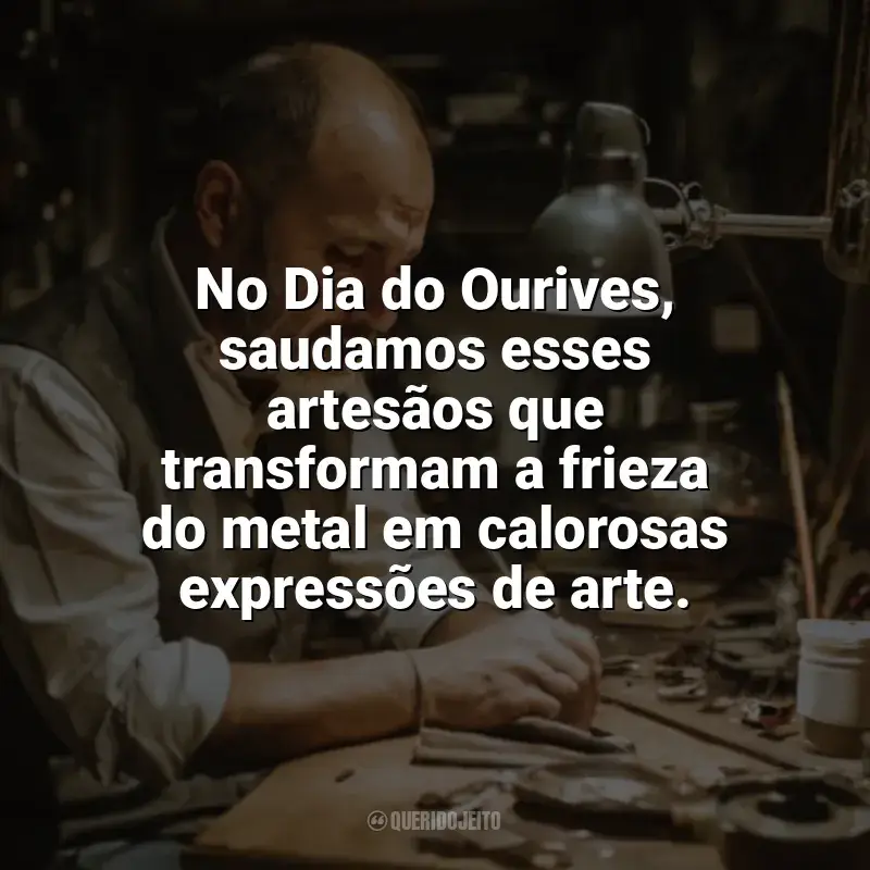 Frases Feliz Dia do Ourives: No Dia do Ourives, saudamos esses artesãos que transformam a frieza do metal em calorosas expressões de arte.