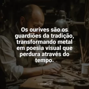 Os ourives são os guardiões da tradição, transformando metal em poesia visual que perdura através do tempo. Dia do Ourives