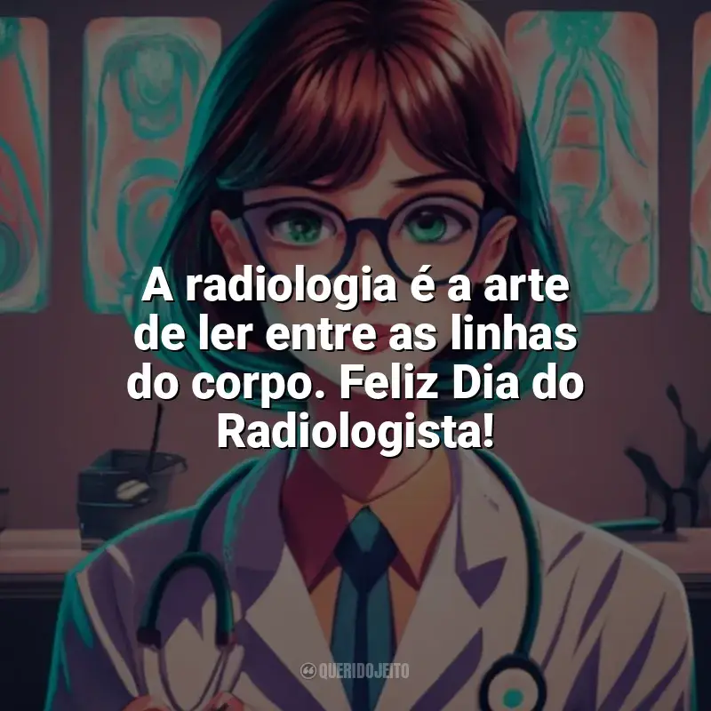 Frases para o Dia do Radiologista: A radiologia é a arte de ler entre as linhas do corpo. Feliz Dia do Radiologista!