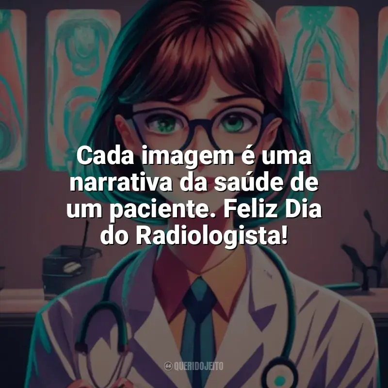 Dia do Radiologista frases: Cada imagem é uma narrativa da saúde de um paciente. Feliz Dia do Radiologista!