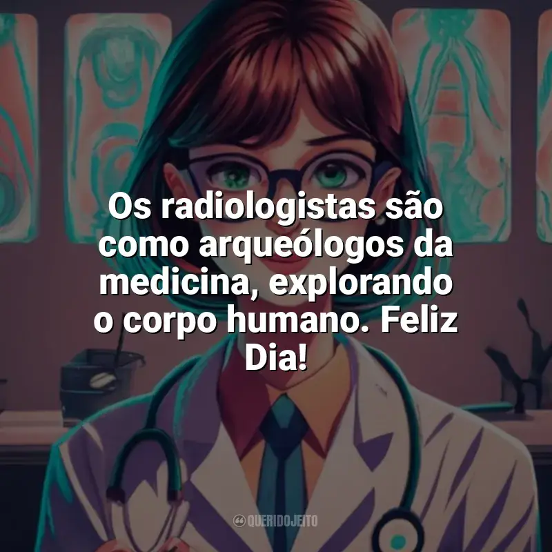 Frases Feliz Dia do Radiologista: Os radiologistas são como arqueólogos da medicina, explorando o corpo humano. Feliz Dia!
