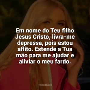 Em nome do Teu filho Jesus Cristo, livra-me depressa, pois estou aflito. Estende a Tua mão para me ajudar e aliviar o meu fardo. Fernanda Oliver