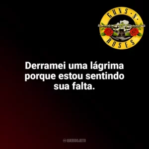 Derramei uma lágrima porque estou sentindo sua falta. Guns N’ Roses