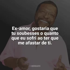 Ex-amor, gostaria que tu soubesses o quanto que eu sofri ao ter que me afastar de ti. Martinho da Vila