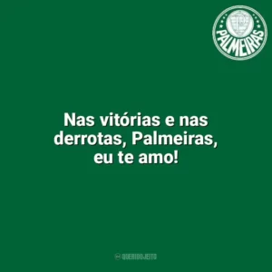 Nas vitórias e nas derrotas, Palmeiras, eu te amo! Palmeiras