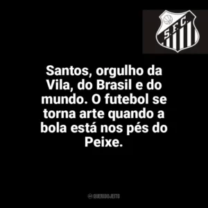 Santos, orgulho da Vila, do Brasil e do mundo. O futebol se torna arte quando a bola está nos pés do Peixe. Santos Futebol Clube