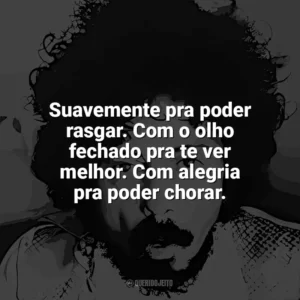 Suavemente pra poder rasgar. Com o olho fechado pra te ver melhor. Com alegria pra poder chorar. Tom Zé