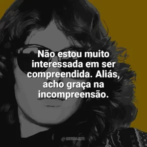 Não estou muito interessada em ser compreendida. Aliás, acho graça na incompreensão. Ana Cristina Cesar