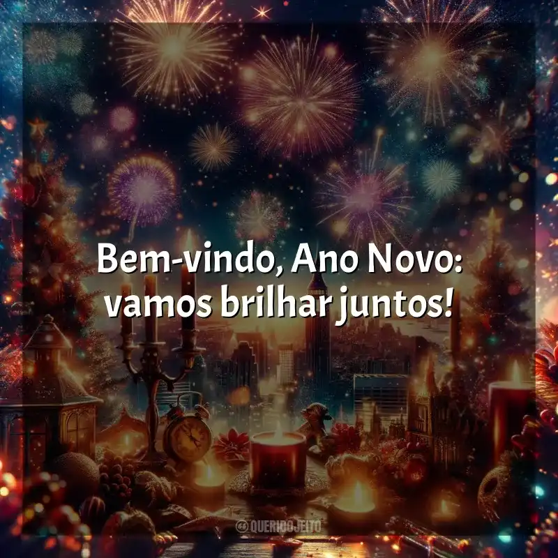 Frases Ano Novo Curtas: Bem-vindo, Ano Novo: vamos brilhar juntos!