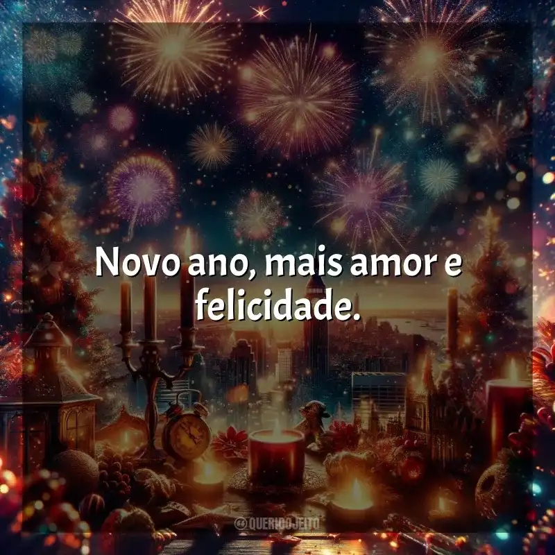 Frases Feliz Ano Novo Curtas: Novo ano, mais amor e felicidade.