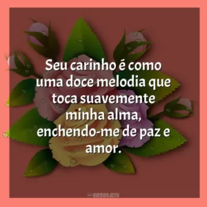 Seu carinho é como uma doce melodia que toca suavemente minha alma, enchendo-me de paz e amor.