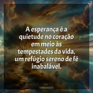 A esperança é a quietude no coração em meio às tempestades da vida, um refúgio sereno de fé inabalável.