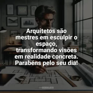 Arquitetos são mestres em esculpir o espaço, transformando visões em realidade concreta. Parabéns pelo seu dia! Dia do Arquiteto