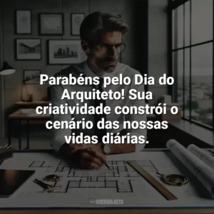 Parabéns pelo Dia do Arquiteto! Sua criatividade constrói o cenário das nossas vidas diárias. Dia do Arquiteto