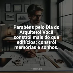 Parabéns pelo Dia do Arquiteto! Você constrói mais do que edifícios; constrói memórias e sonhos. Dia do Arquiteto