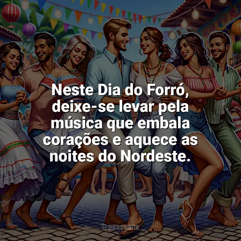 Frases Dia do Forró homenagem: Neste Dia do Forró, deixe-se levar pela música que embala corações e aquece as noites do Nordeste.