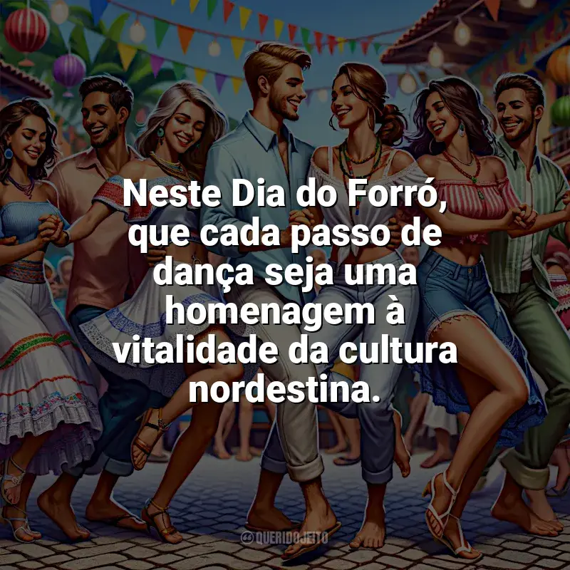 Frases do Dia do Forró: Neste Dia do Forró, que cada passo de dança seja uma homenagem à vitalidade da cultura nordestina.