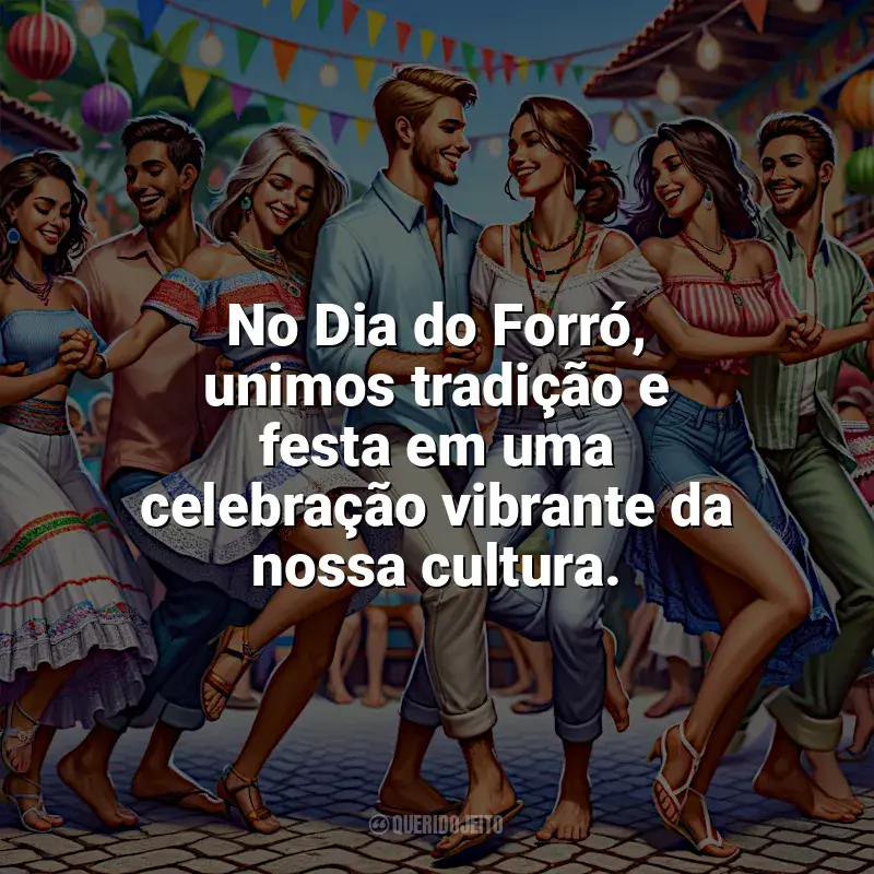 Frases Dia do Forró homenagem: No Dia do Forró, unimos tradição e festa em uma celebração vibrante da nossa cultura.