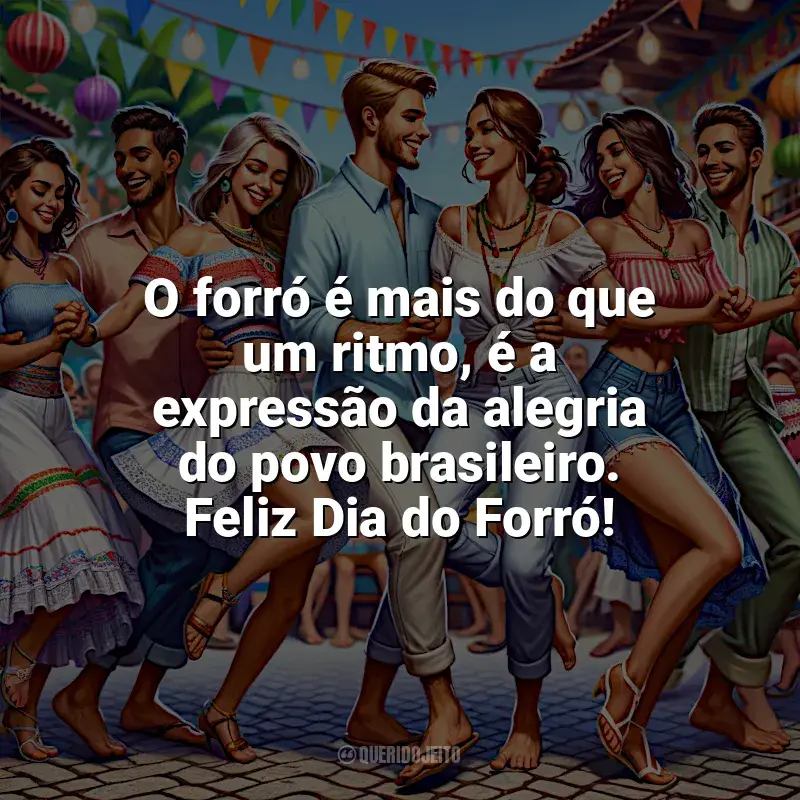 Dia do Forró frases: O forró é mais do que um ritmo, é a expressão da alegria do povo brasileiro. Feliz Dia do Forró!