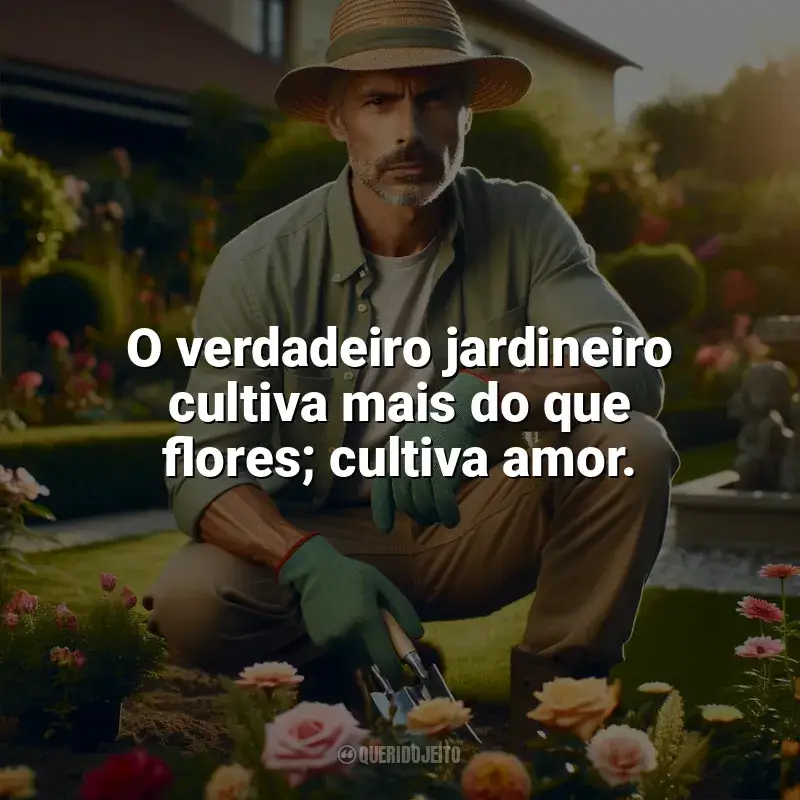 Frases do Dia do Jardineiro: O verdadeiro jardineiro cultiva mais do que flores; cultiva amor.