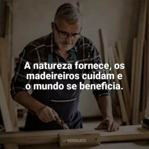 A natureza fornece, os madeireiros cuidam e o mundo se beneficia. Dia do Madeireiro