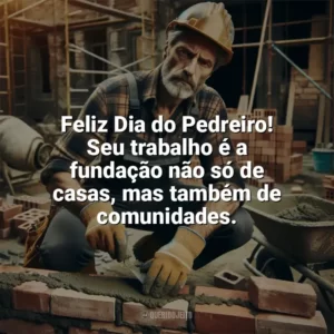 Feliz Dia do Pedreiro! Seu trabalho é a fundação não só de casas, mas também de comunidades. Dia do Pedreiro