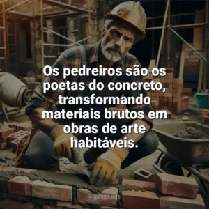 Os pedreiros são os poetas do concreto, transformando materiais brutos em obras de arte habitáveis. Dia do Pedreiro