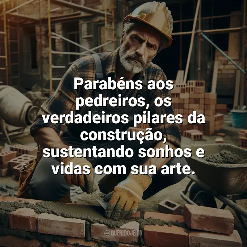 Frases Dia do Pedreiro: Parabéns aos pedreiros, os verdadeiros pilares da construção, sustentando sonhos e vidas com sua arte.