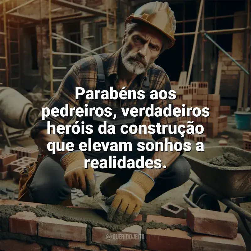 Frases Feliz Dia do Pedreiro: Parabéns aos pedreiros, verdadeiros heróis da construção que elevam sonhos a realidades.